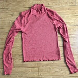 American Eagle Outfitters Pink Ribbed Long Sleeve Top